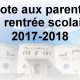 Note aux parents : La rentrée scolaire 2017-2018.